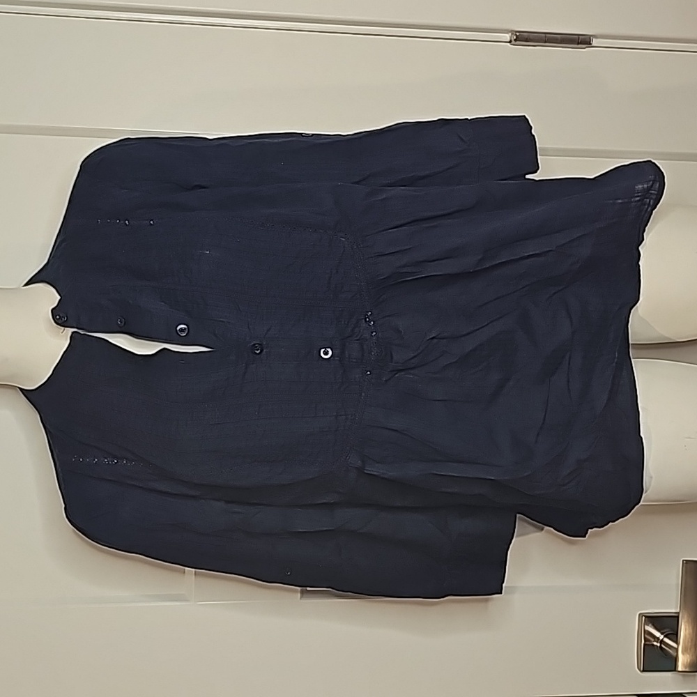 St.John's Bay Navy Cotton Half Button Blouse